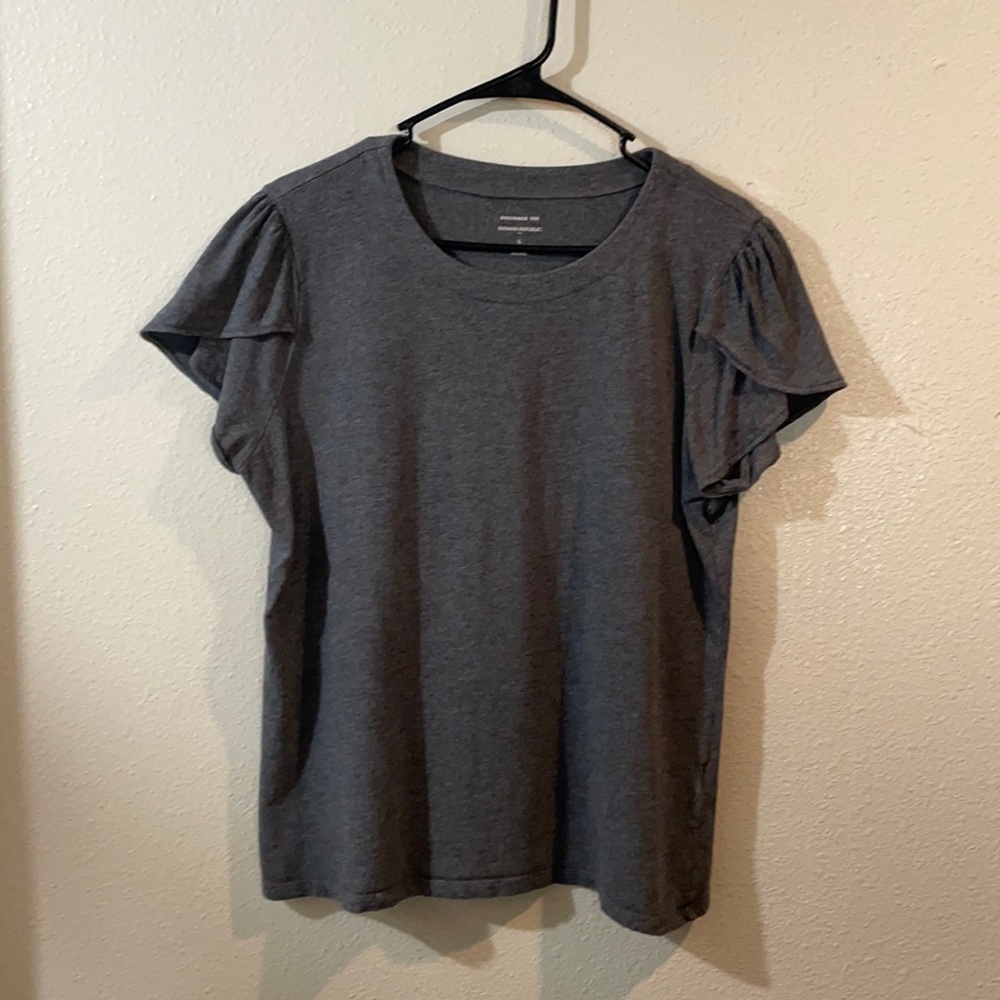 Banana Republic Tulip Sleeve Grey Designer Tee (L)